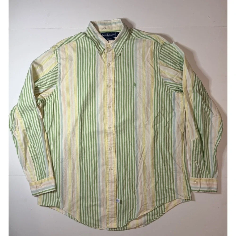 VTG 70s Polo Ralph Lauren Striped Rugby Longsleeve Shirt Size Large